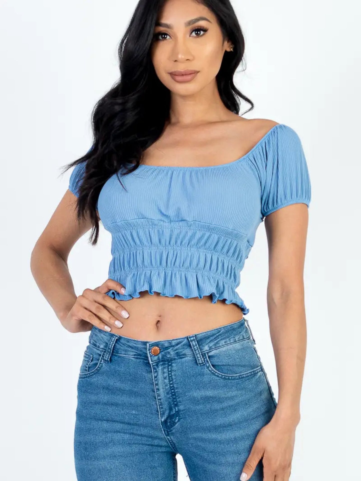 Blue Dream Puff Top (S-3X)