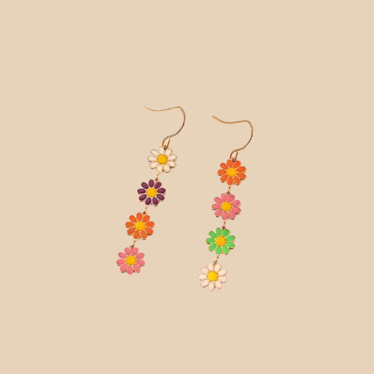 Rainbow Daisy Dangle Earrings