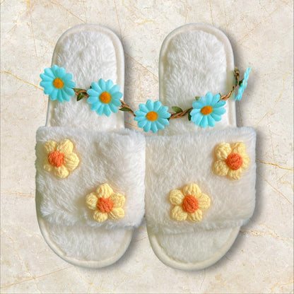 Hazy Daisy Dreams Plush Slippers