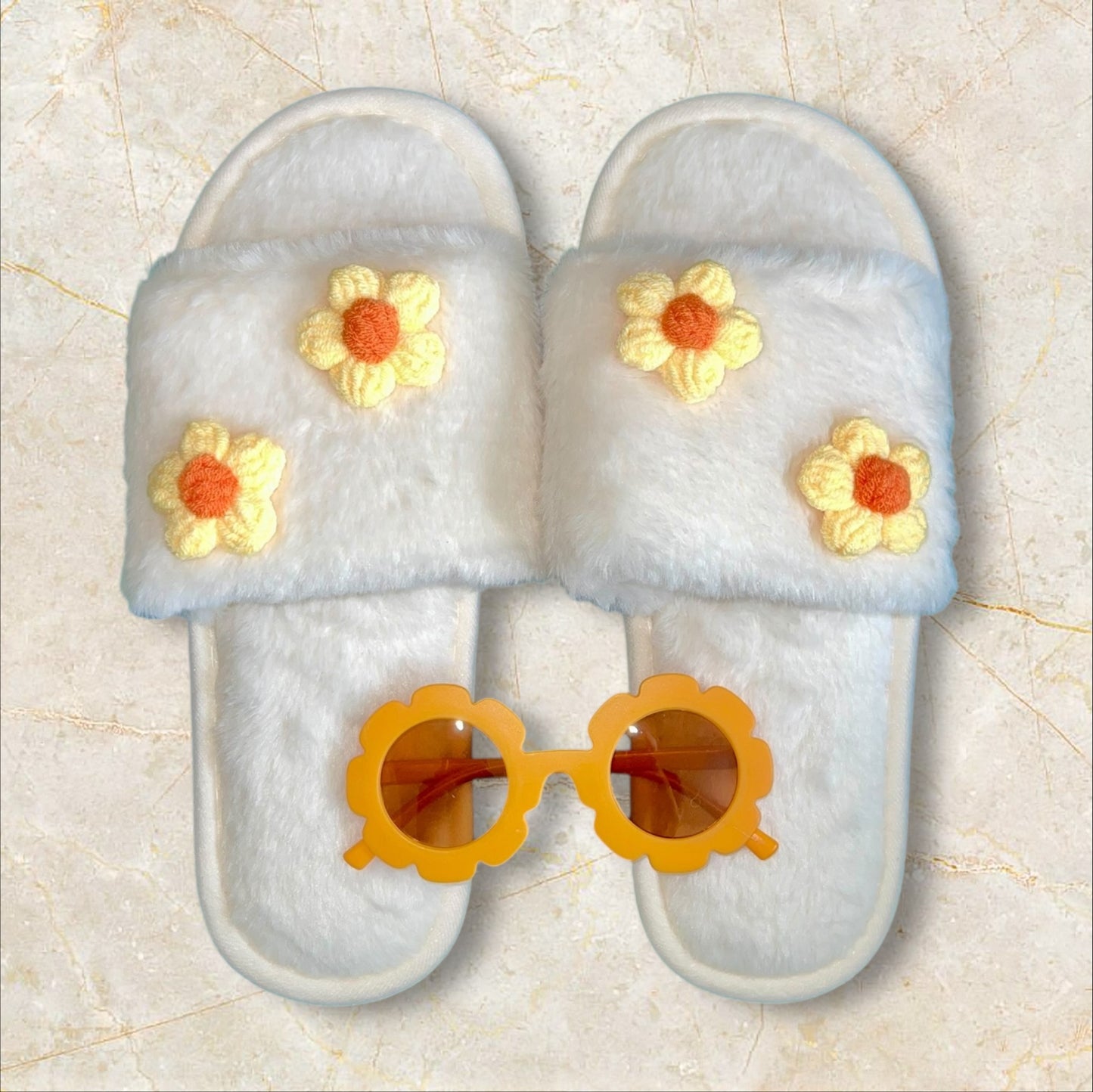 Hazy Daisy Dreams Plush Slippers