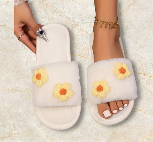 Hazy Daisy Dreams Plush Slippers