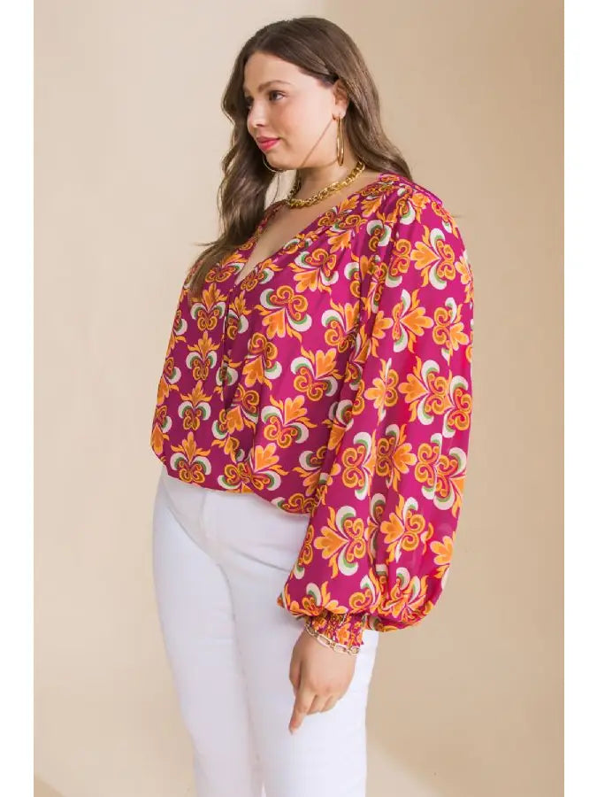 Autumn Radiance Peasant Top (1X-3X)