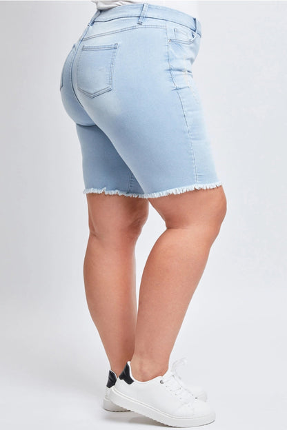 Distressed Daisy Frayed Hem Bermuda Shorts (14-20)