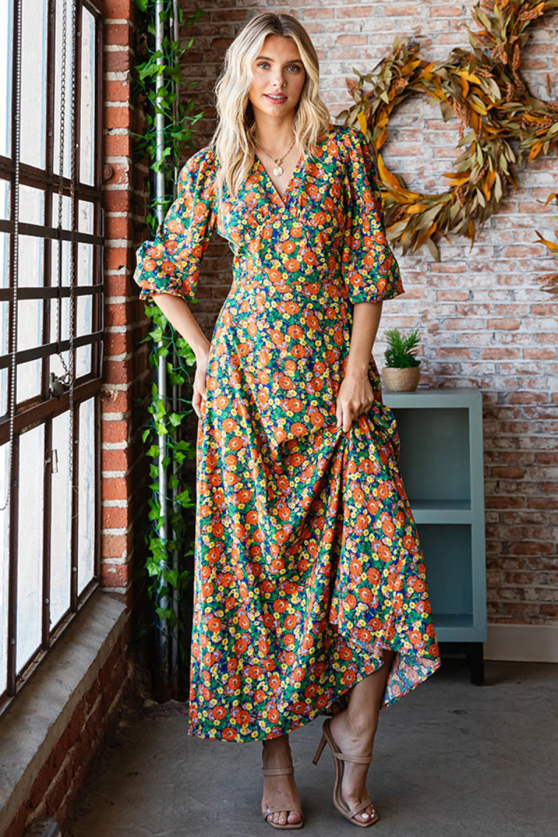 knee length dresses for ladies Botanic Belle Signature Floral Maxi Dress (S-L) – Hazy Daisy Boutique
