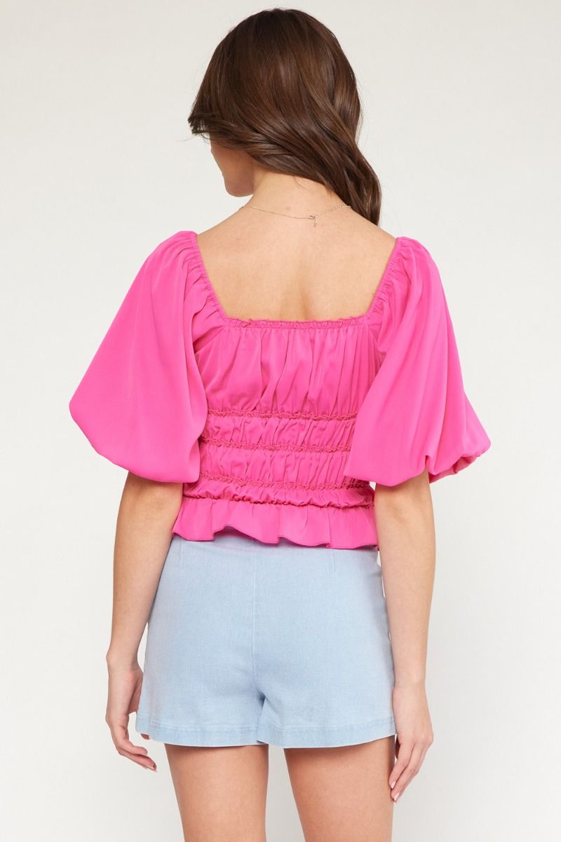 Love Notes Smocked Hot Pink Bodysuit (S-L)