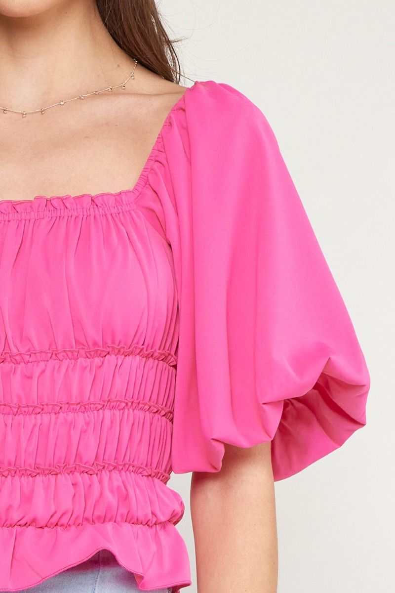 Love Notes Smocked Hot Pink Bodysuit (S-L)