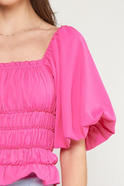 Love Notes Smocked Hot Pink Bodysuit (S-L)