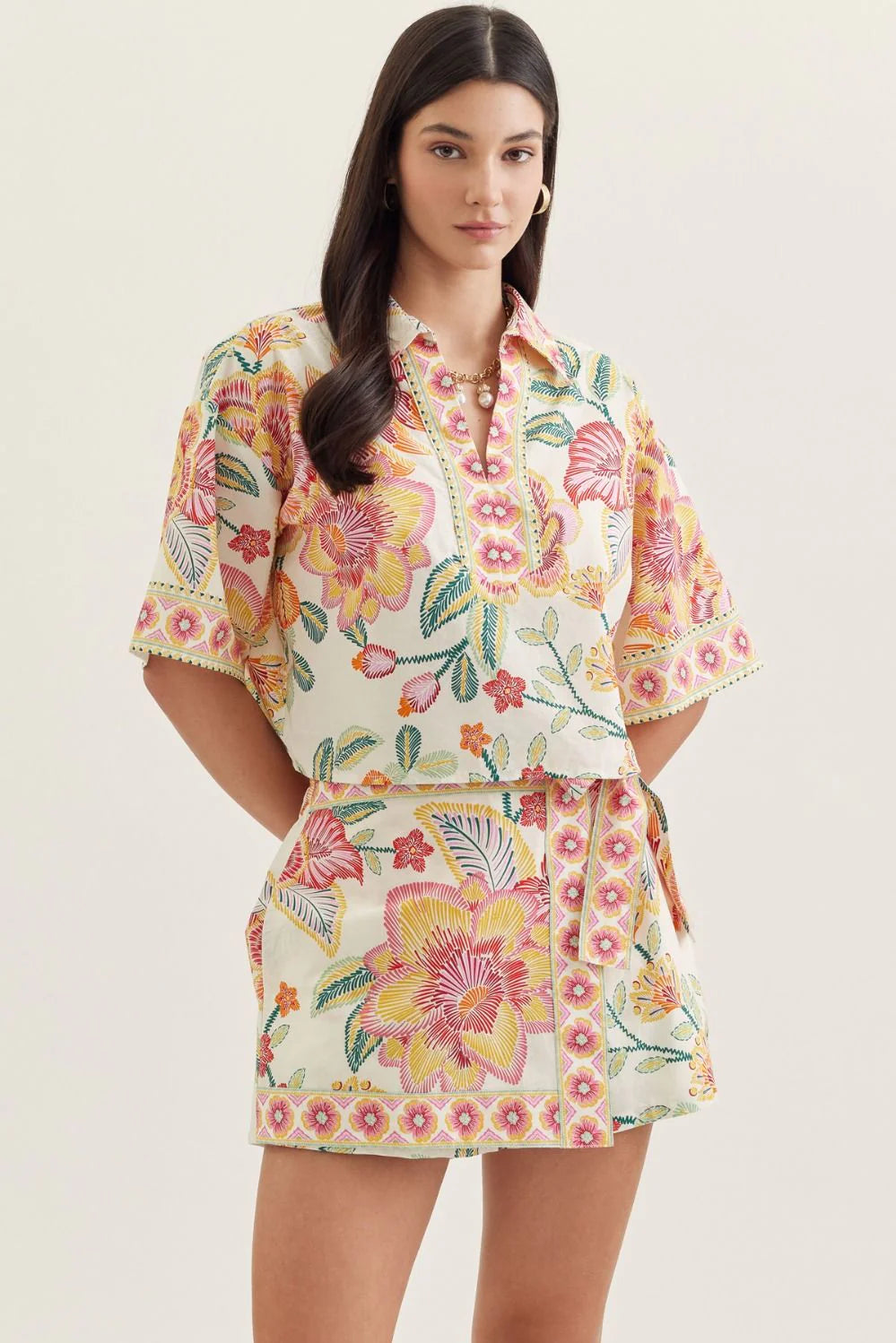 Pink Mediterranean Mosaic Blouse