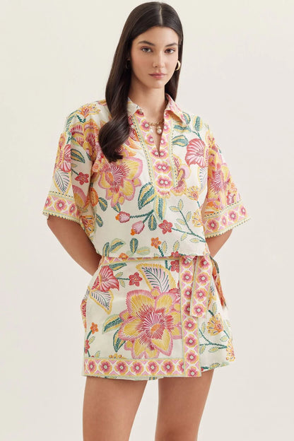 Pink Mediterranean Mosaic Blouse