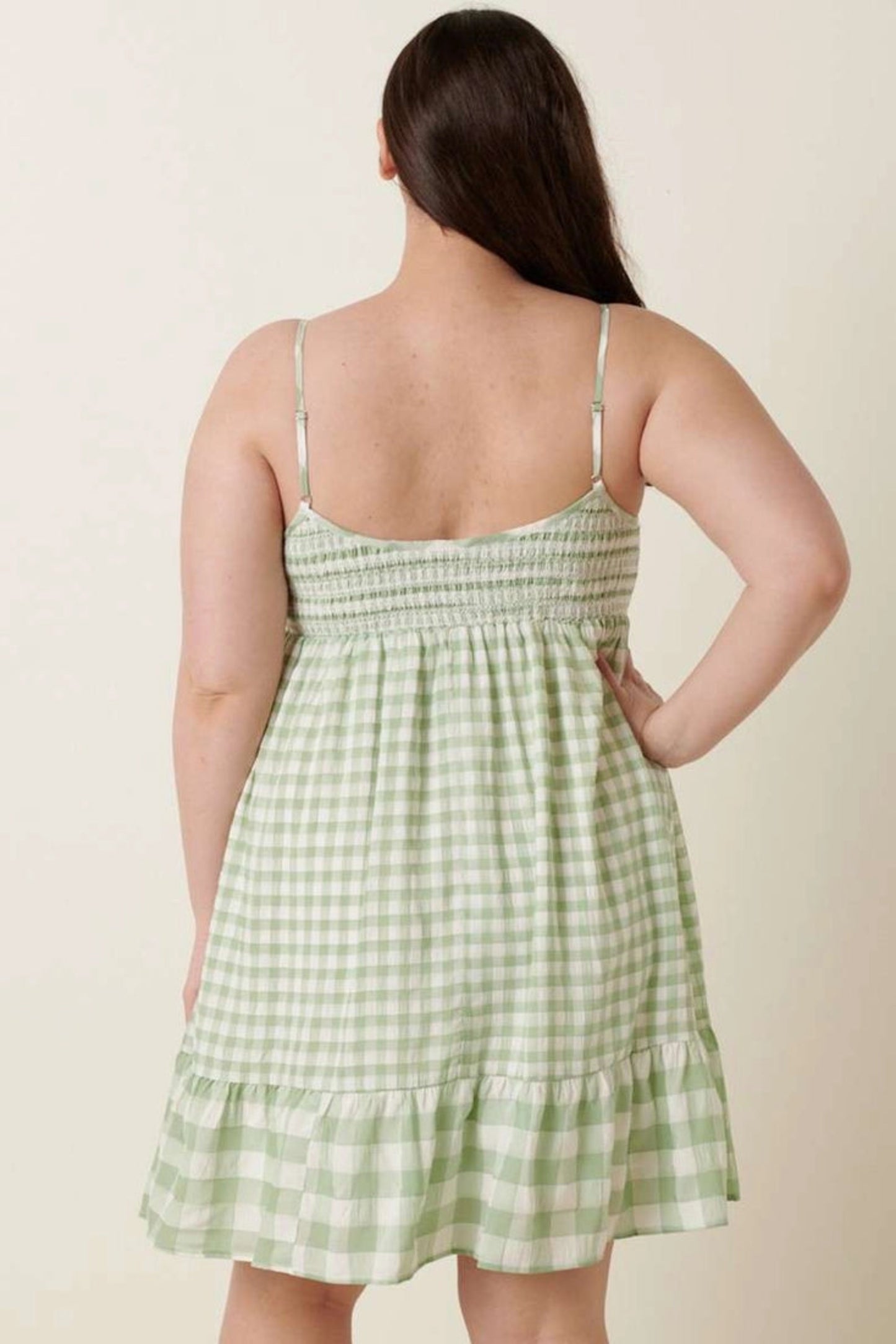 Garden Gingham Smocked Curve Mini Dress (XL-2X)