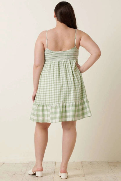 Garden Gingham Smocked Curve Mini Dress (XL-2X)