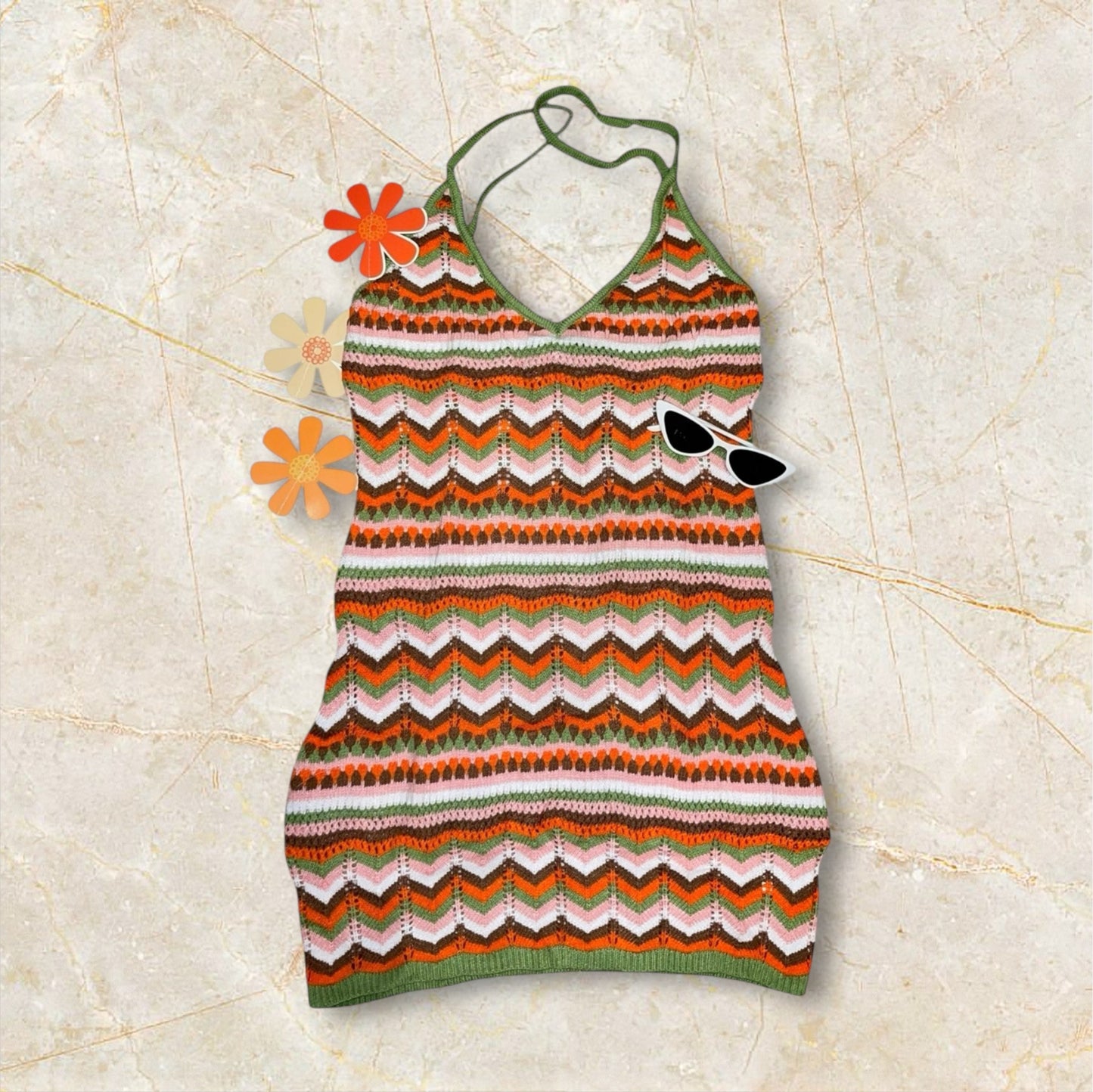 Groovy Mirage Crochet Mini Dress (S-XL)