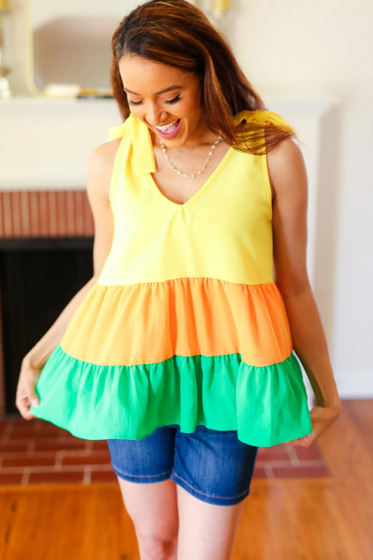 Lemon Drop Ruffle Top (S-L;3X)