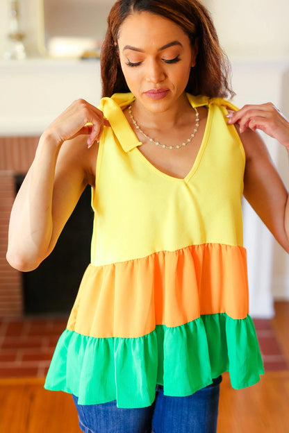 Lemon Drop Ruffle Top (S-L;3X)