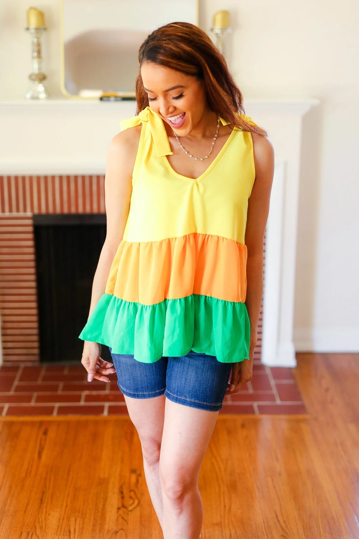 Lemon Drop Ruffle Top (S-L;3X)