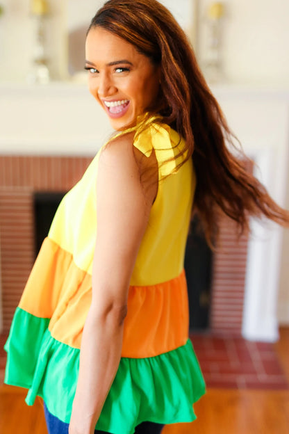 Lemon Drop Ruffle Top (S-L;3X)