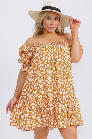 Sunshine Bloom Curvy Mini Dress (1X-3X)