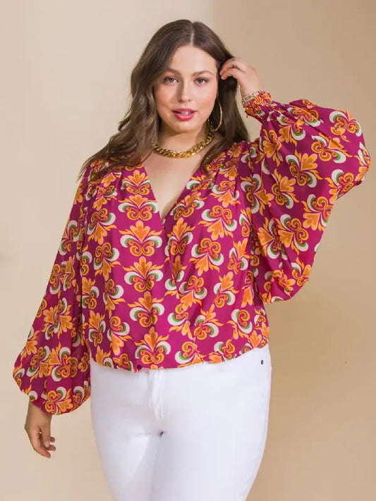 Autumn Radiance Peasant Top (1X-3X)