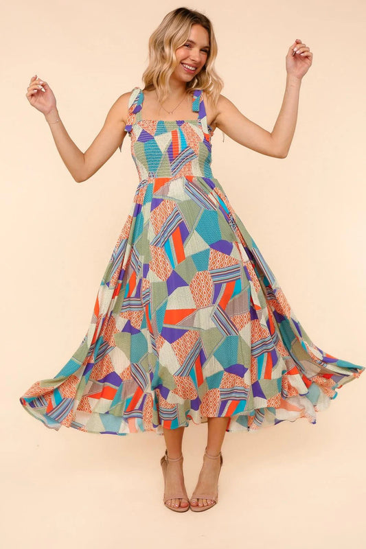 hazy daisy maxi dress Square Neck Floral Midi Dress for Summer Vacation