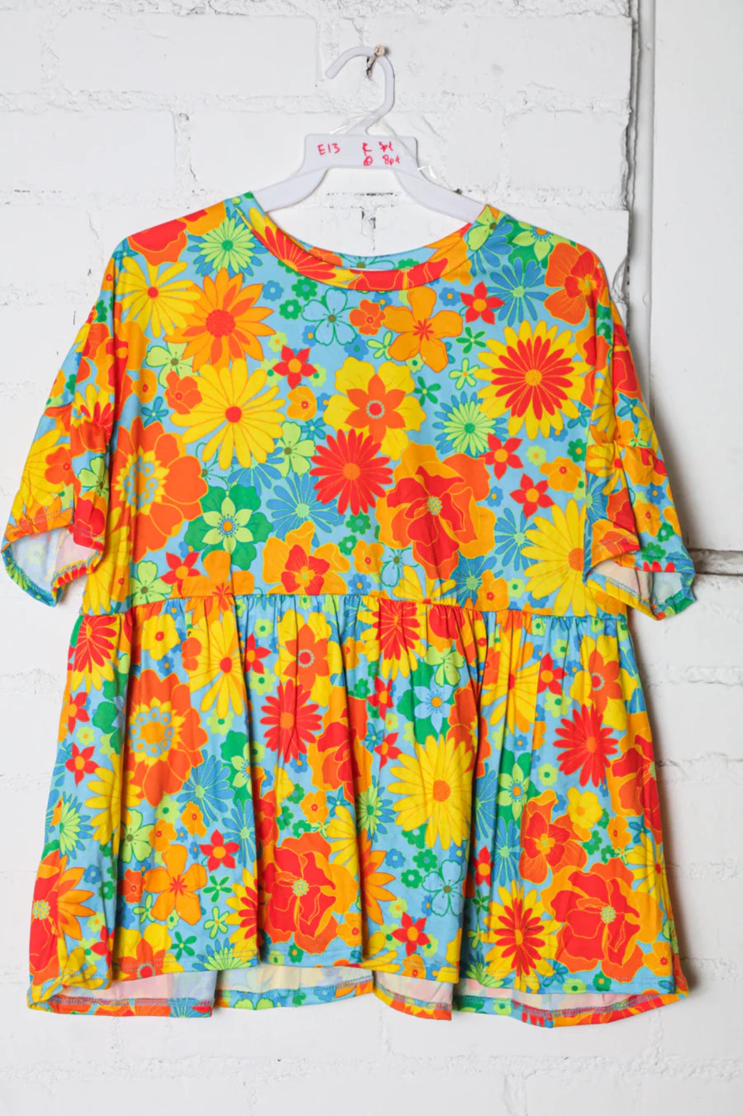Retro Groove Floral Babydoll Top (S-3X)