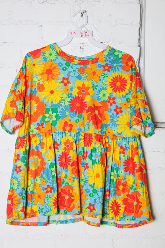 Retro Groove Floral Babydoll Top (S-3X)