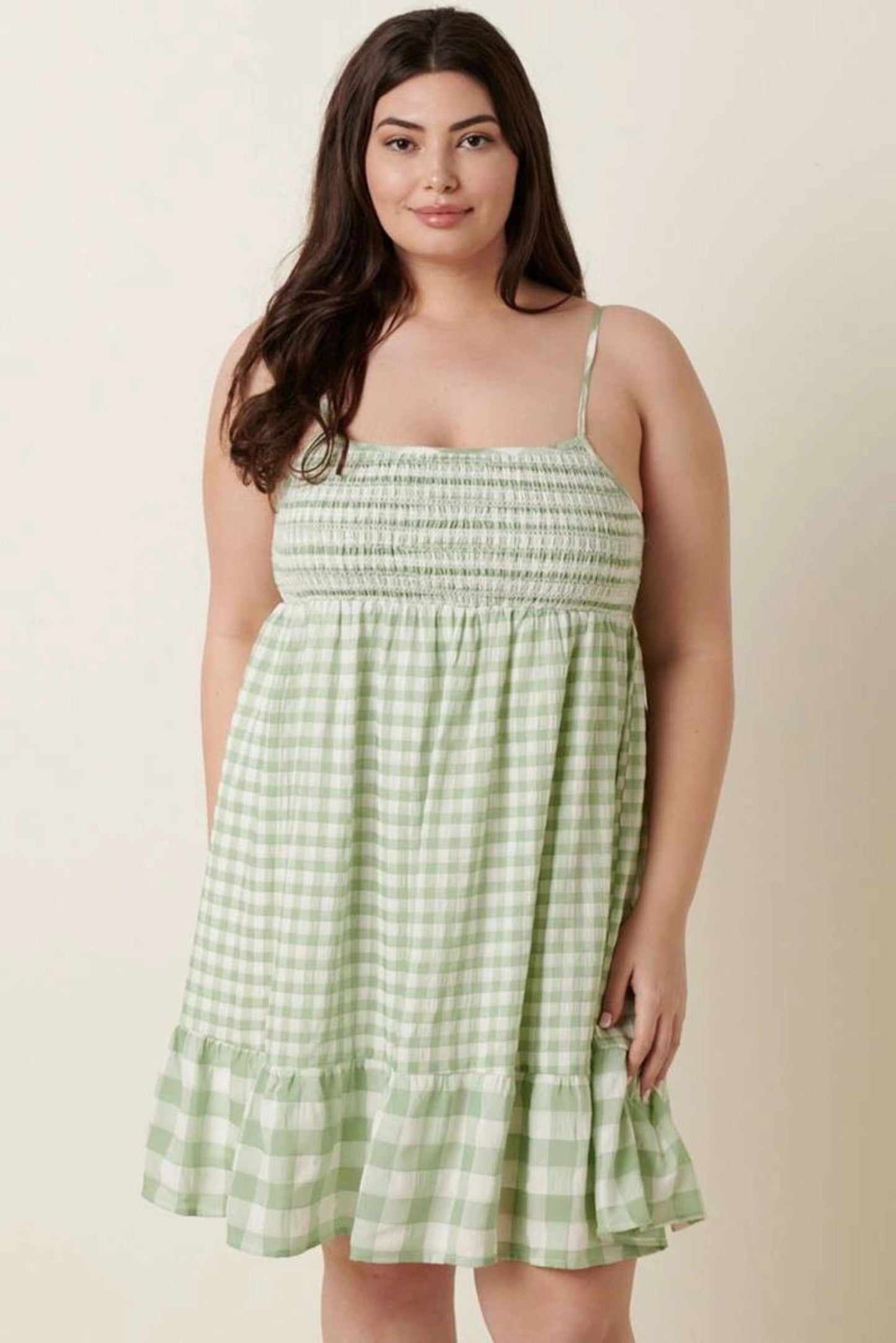 Garden Gingham Smocked Curve Mini Dress (XL-2X)