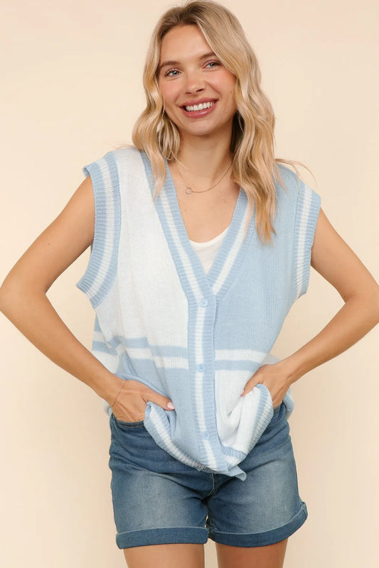 Blue Skies Colorblock Sweater Vest (S-3X)