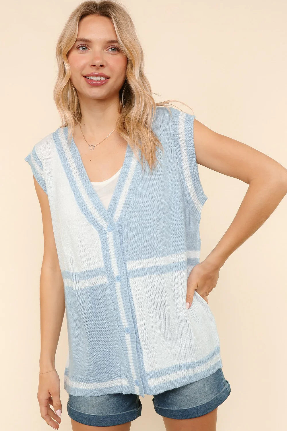 Blue Skies Colorblock Sweater Vest (S-3X)