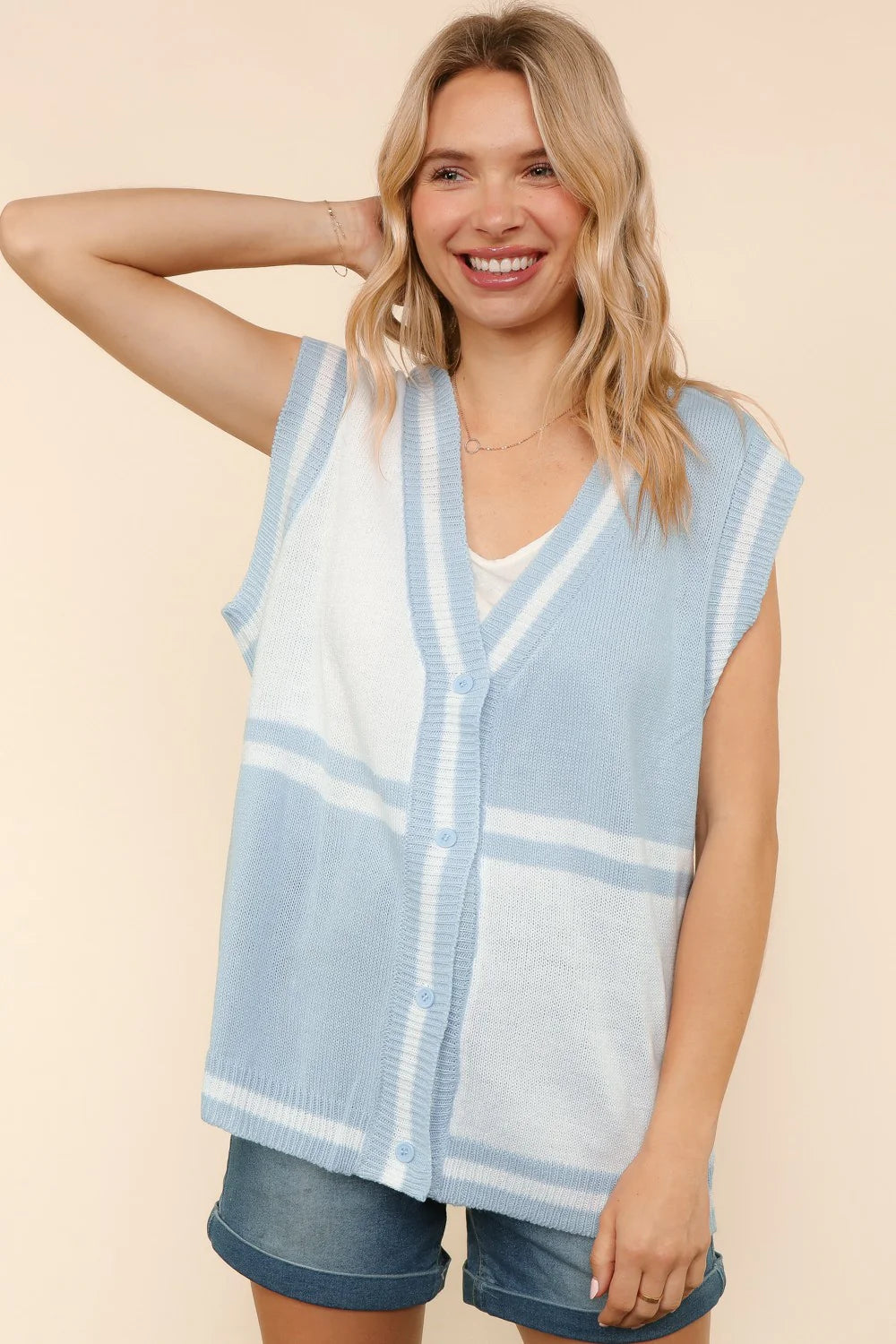 Blue Skies Colorblock Sweater Vest (S-3X)