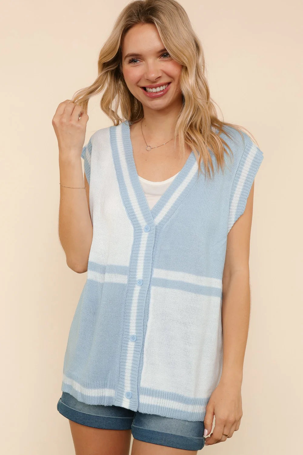 Blue Skies Colorblock Sweater Vest (S-3X)