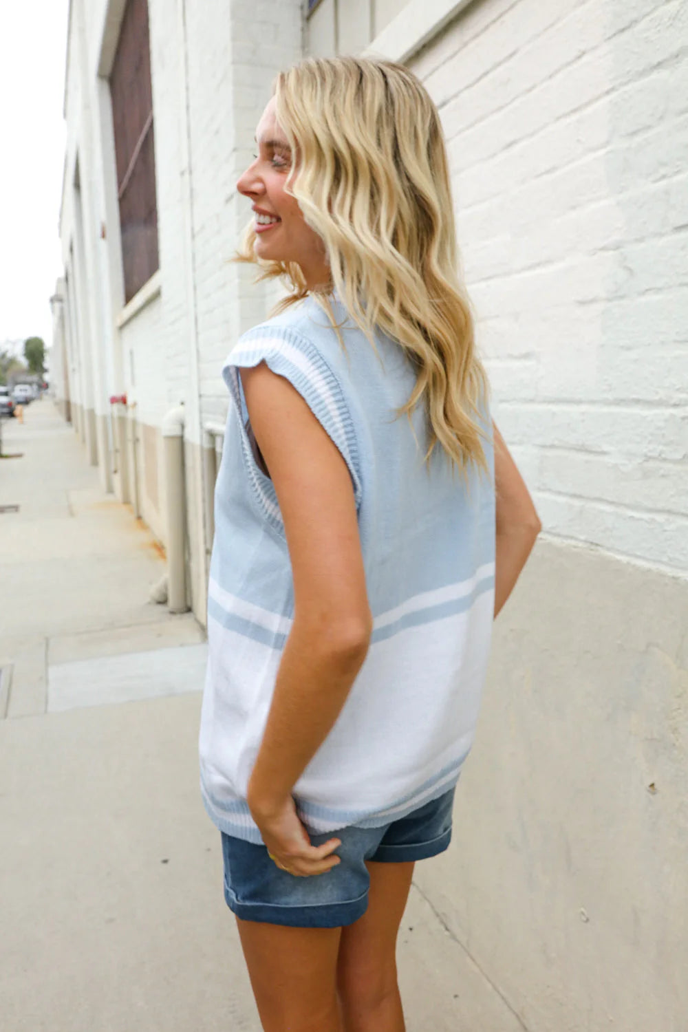 Blue Skies Colorblock Sweater Vest (S-3X)