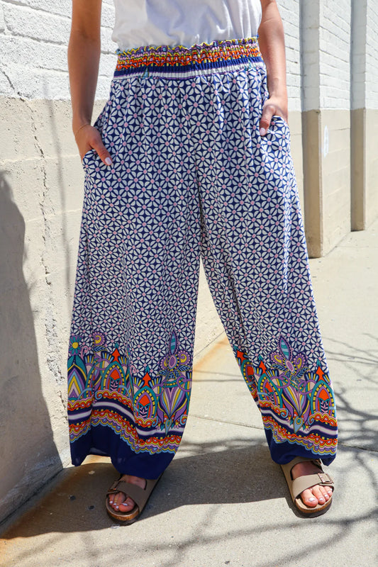 Boho Festival Smocked Wide Leg Pants (S-L)